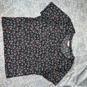 L Aeropostale black see thru crop top with flowers